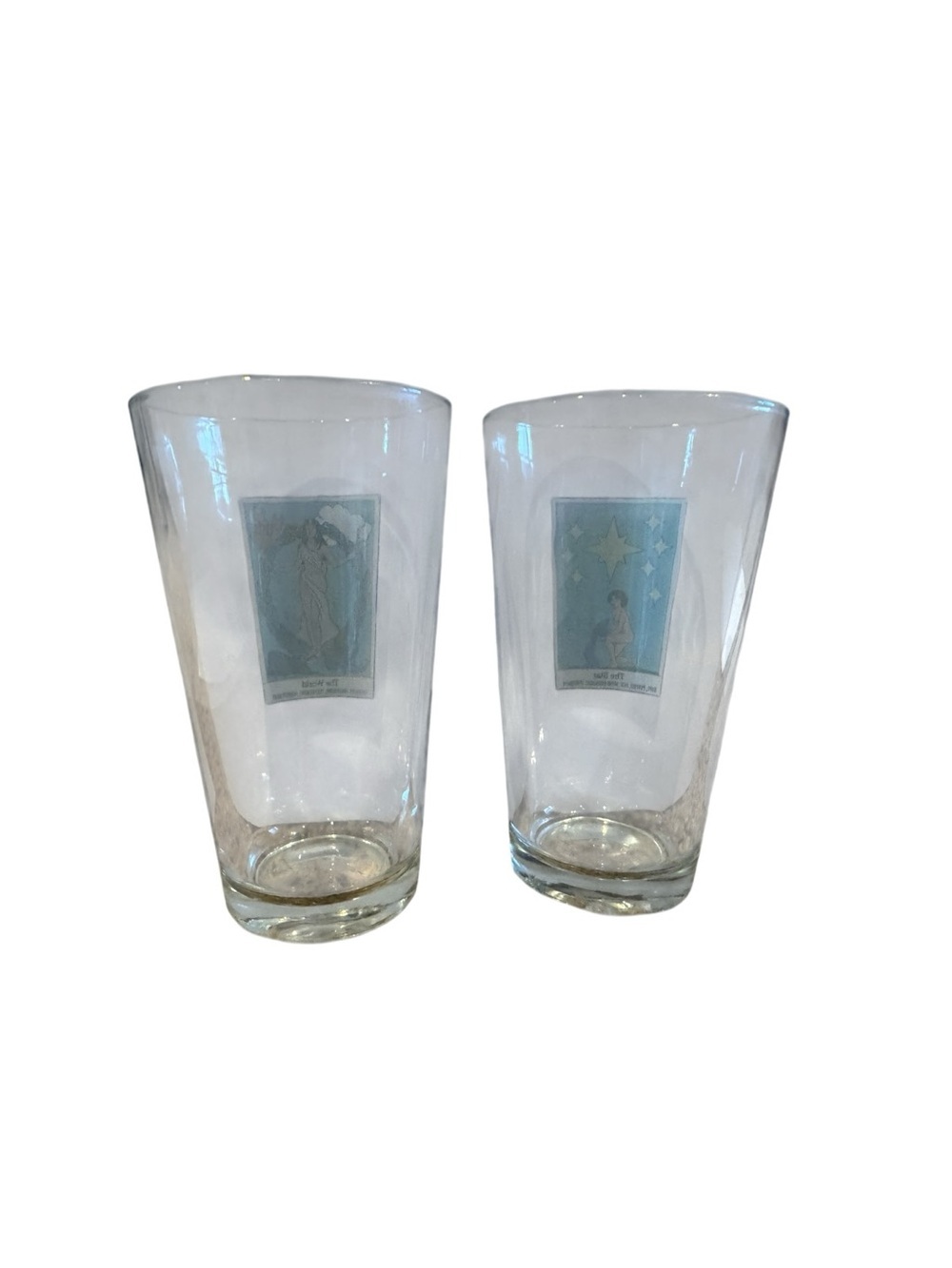 Tarot Card Pint Glasses Set of 2 The Star and The World Astrology 16 Oz Cups - Picture 7 of 7